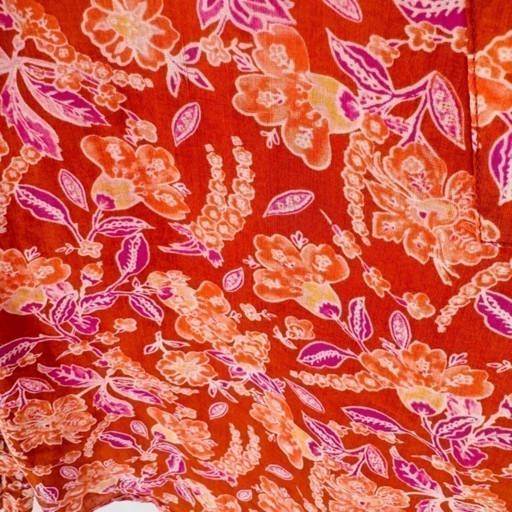 J.Crew Orange Floral Tunic Top Size S Boho Lightweight Long Sleeve - Picture 5 of 9
